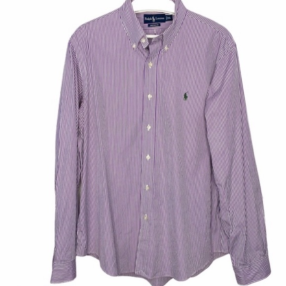 RALPH LAUREN Purple White Pinstripe Dress Shirt XL - Picture 7 of 7